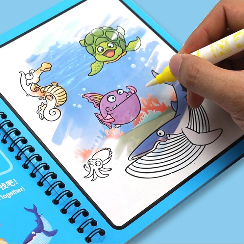 Fidtoy Aqua Doodle Water Coloring Book – Mess Free Reusable Drawing Book for Kids Travel & Quiet Play