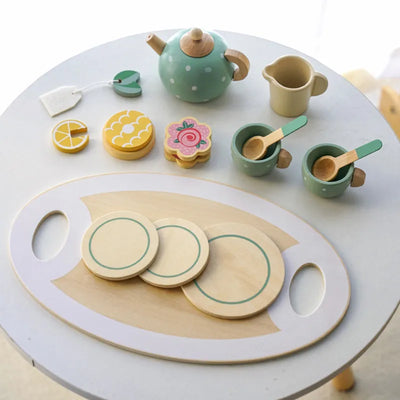 Fidtoy Service à Thé en Bois Jouet de Jeu d'Imitation Montessori pour Enfants