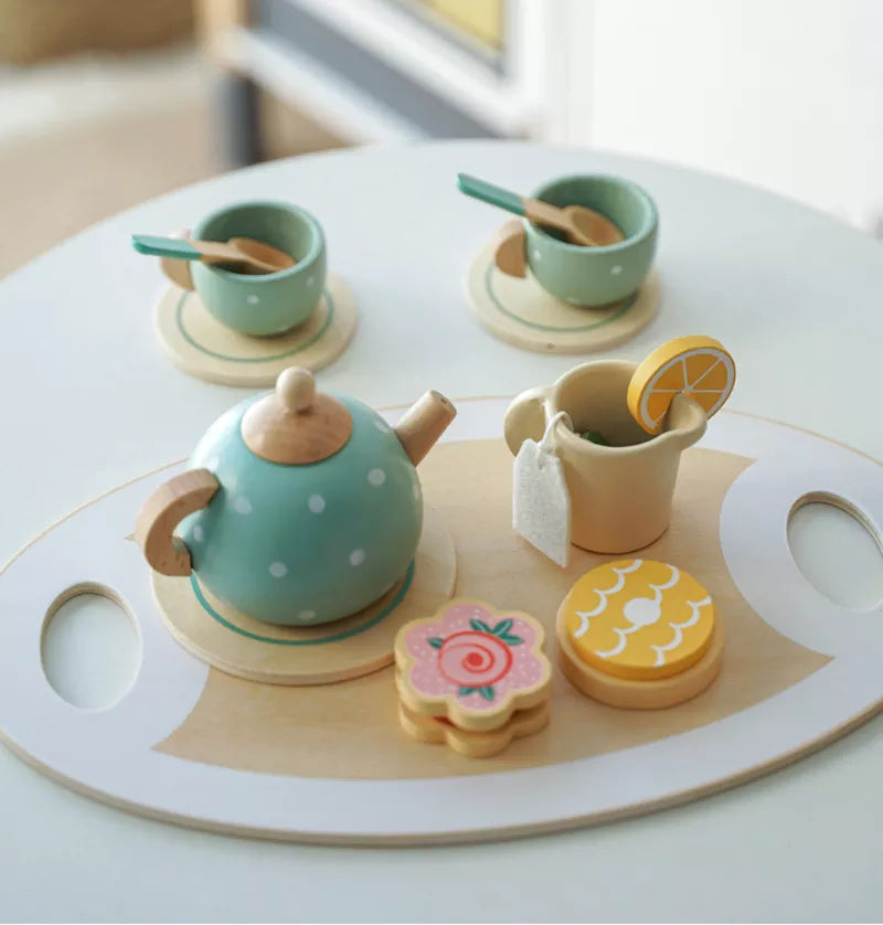 Fidtoy Service à Thé en Bois Jouet de Jeu d'Imitation Montessori pour Enfants