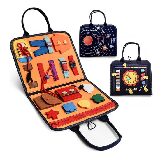 Fidtoy Busy Board for Toddlers – Portable Sensory Activity Board for Travel & Learning