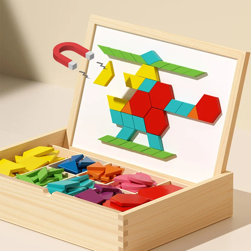 Bloques Magnéticos de Madera Fidtoy - Juguete Educativo Creativo para Niños