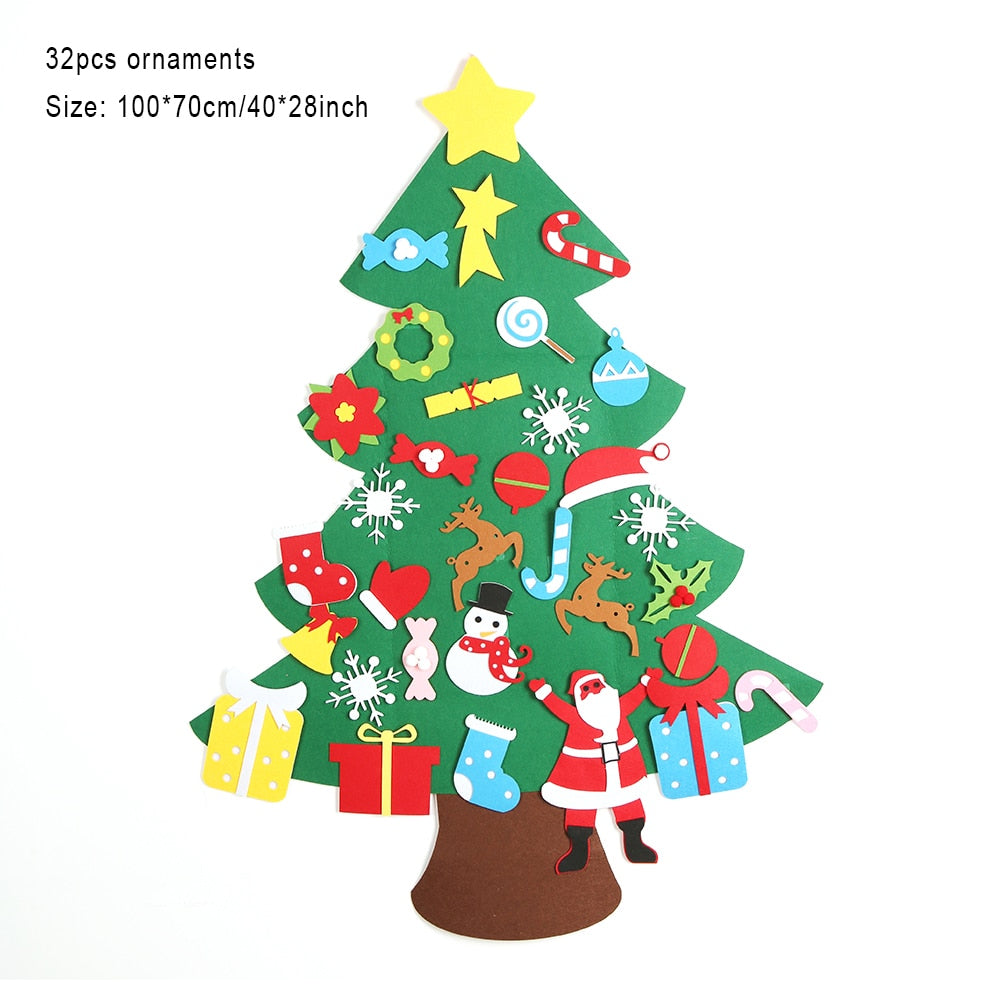 Árbol de Navidad de fieltro con 32 piezas