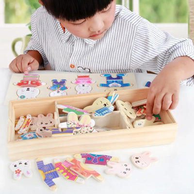 Fidtoy Montessori Wooden Animal Jigsaw Puzzle Toys for Toddlers – Educational & Fun Learning