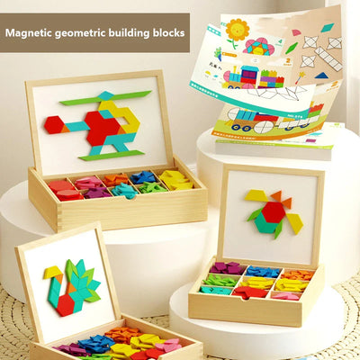 Bloques Magnéticos de Madera Fidtoy - Juguete Educativo Creativo para Niños