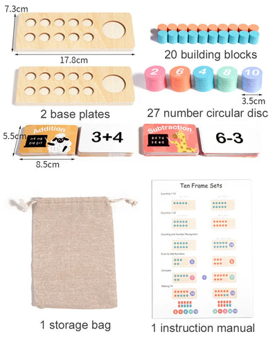 Fidtoy Ten Frame Math Game Montessori Number Learning Toy