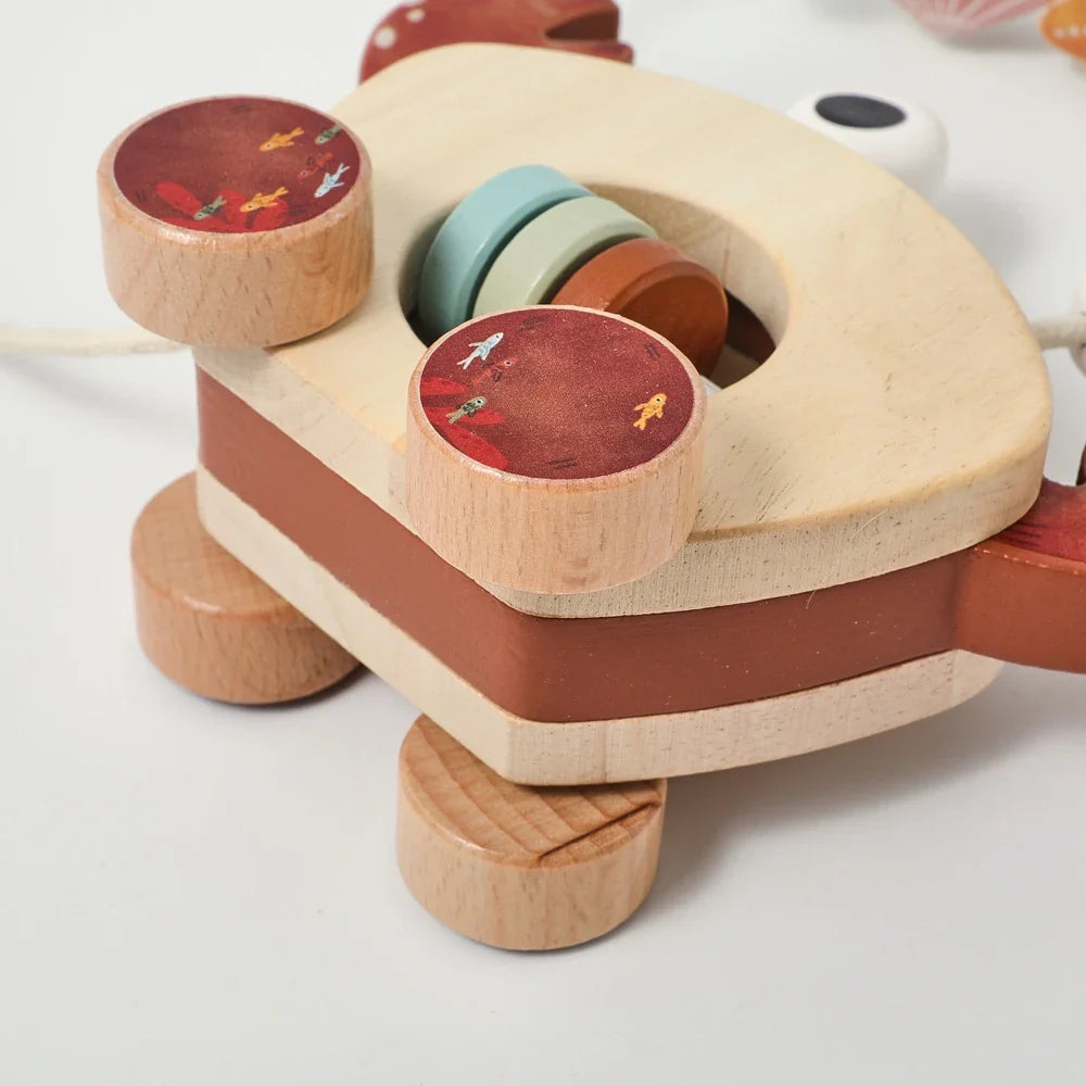 Jouet à tirer Crabe™ – Jouer & Apprendre – Crabe en bois