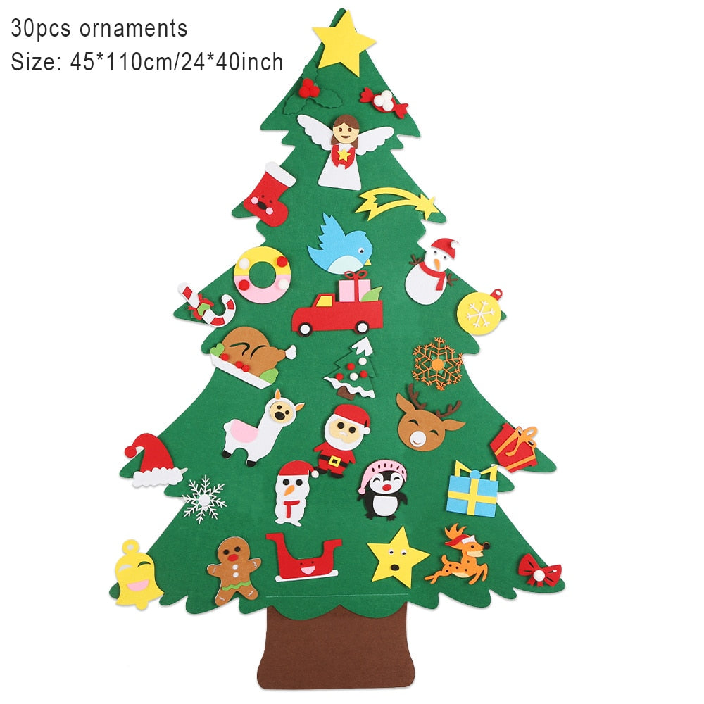 Árbol de Navidad de fieltro con 32 piezas