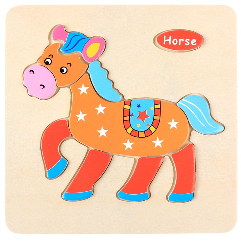 Montessori Wooden Cartoon Puzzles Set#2