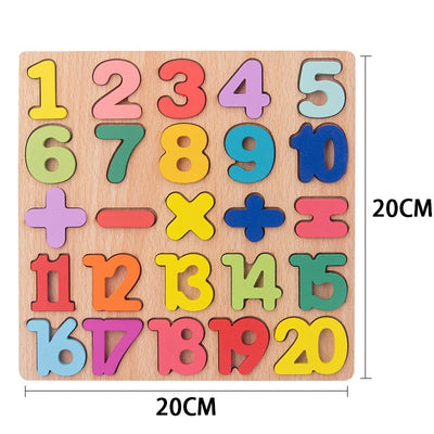 Fidtoy 3D Wooden Puzzle for Kids – Alphabet, Numbers & Shapes Learning Toy for Preschoolers 3-6 Years