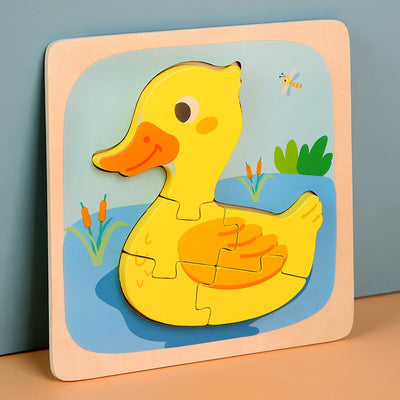 Fidtoy Wooden Animal Puzzle for Toddlers – Montessori Shape & Color Learning Toy