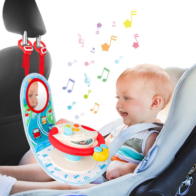 Volante de juguete de simulación para asiento trasero de coche con luz y música, juguetes educativos tempranos, regalos divertidos para niños
