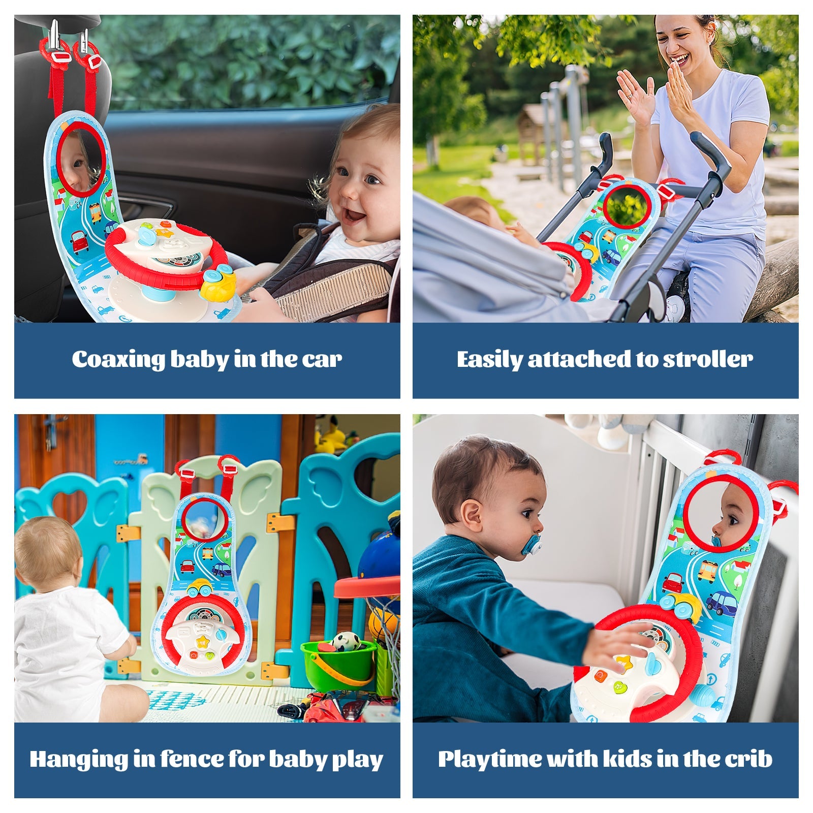 Jouet de Volant de Voiture Simulée pour Siège Arrière, avec Lumières et Musique, Cadeau Éducatif Amusant pour Enfants