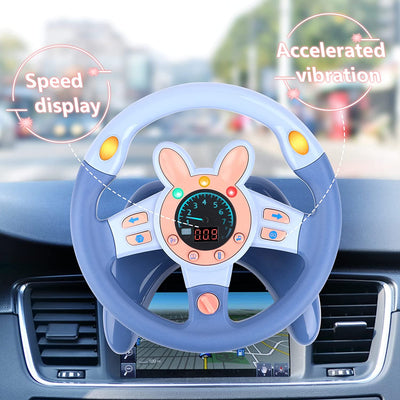 Volante para el asiento trasero del coche, juguete de volante de conducción simulada, con luz y música, regalos educativos para niños, azul