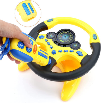 Volante para coche, asiento trasero, simulación de conducción, juguete con volante, luces y música, regalos educativos para niños - Amarillo