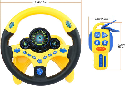Volante para coche, asiento trasero, simulación de conducción, juguete con volante, luces y música, regalos educativos para niños - Amarillo