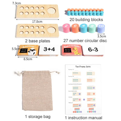 Fidtoy Ten Frame Math Game Montessori Number Learning Toy
