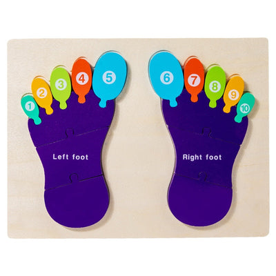 Rompecabezas Montessori 3D de Palmas y Plantas de los Pies de Madera