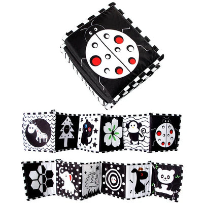 Fidtoy High Contrast Baby Cloth Book for Newborns – Montessori Black and White Sensory Tummy Time Toy Set for 0-6 Months