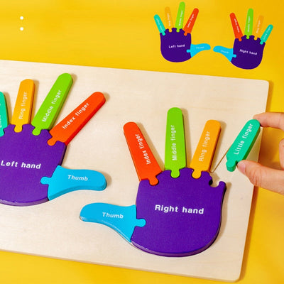 Rompecabezas Montessori 3D de Palmas y Plantas de los Pies de Madera