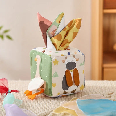 Fidtoy Montessori Tissue Box Toy for Babies – Sensory Pulling Cube