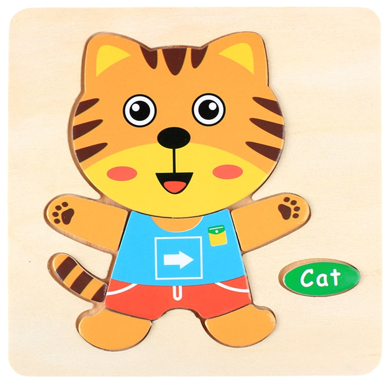 Montessori Wooden Cartoon Puzzles Set#3