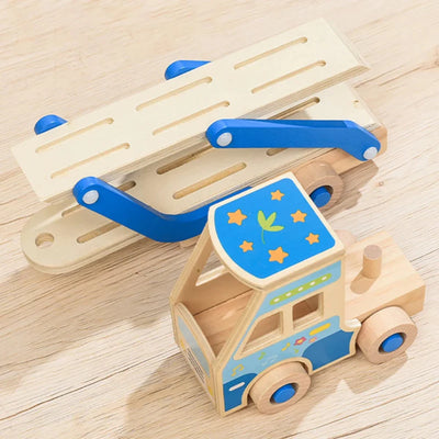 Fidtoy Jouet Camion de Dépannage en Bois pour Tout-Petits, Jouet d'Apprentissage Montessori avec Blocs d'Animaux pour la Motricité Fine et la Créativité