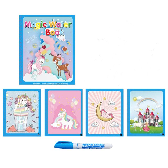 Fidtoy Aqua Doodle Water Coloring Book – Mess Free Reusable Drawing Book for Kids Travel & Quiet Play