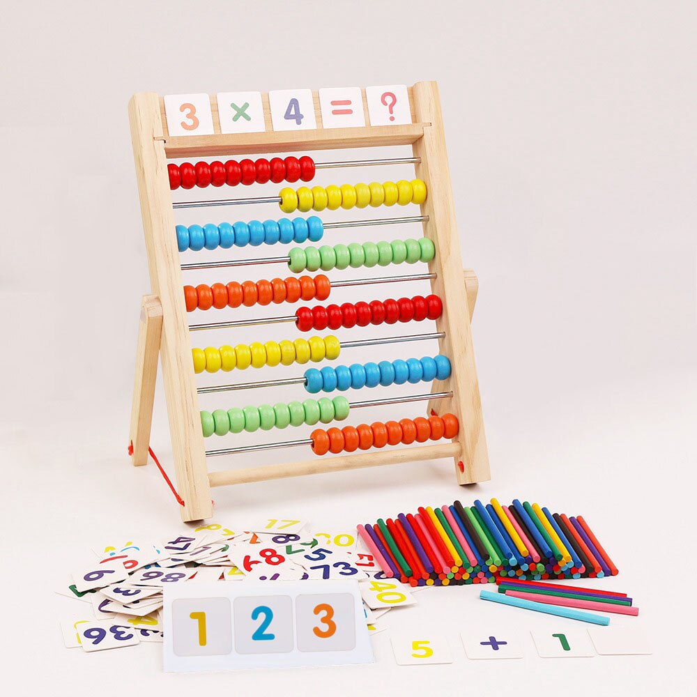 Fidtoy Montessori Tableau en bois pour apprendre à compter et à reconnaître les chiffres, jouet mathématique pour enfants de 3 à 10 ans