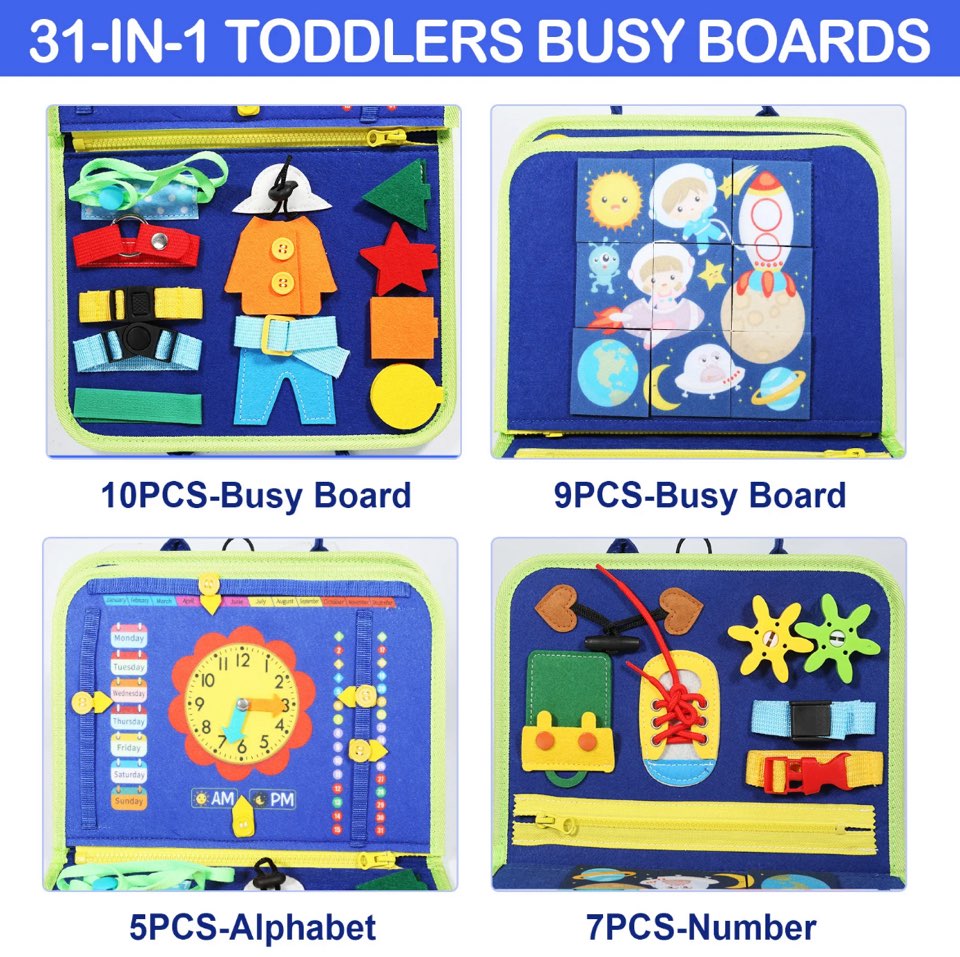 Fidtoy 8-in-1 Activity Board – Handbag Shaped Learning Toy for Toddlers 2+