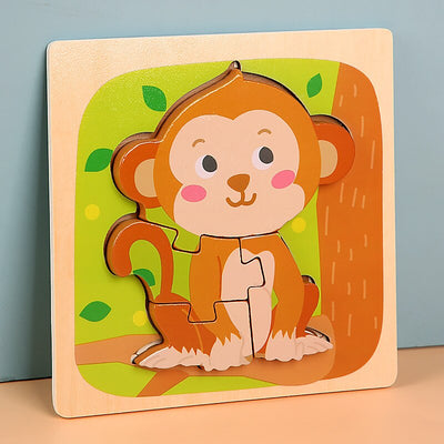 Fidtoy Wooden Animal Puzzle for Toddlers – Montessori Shape & Color Learning Toy