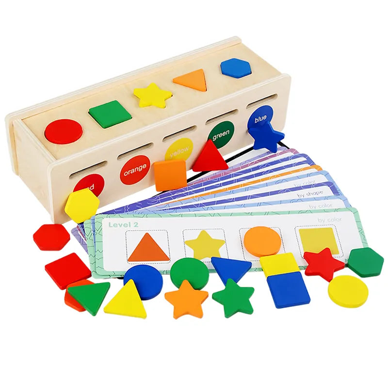 Juego de reconocimiento de color geométrico Fidtoy, juguete Montessori