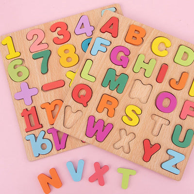 Fidtoy 3D Wooden Puzzle for Kids – Alphabet, Numbers & Shapes Learning Toy for Preschoolers 3-6 Years