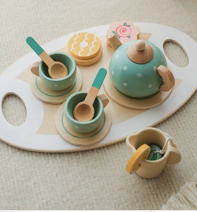 Fidtoy Service à Thé en Bois Jouet de Jeu d'Imitation Montessori pour Enfants
