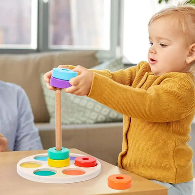 Fidtoy Threading Circles Game Montessori Wooden Threading Toy for Toddlers