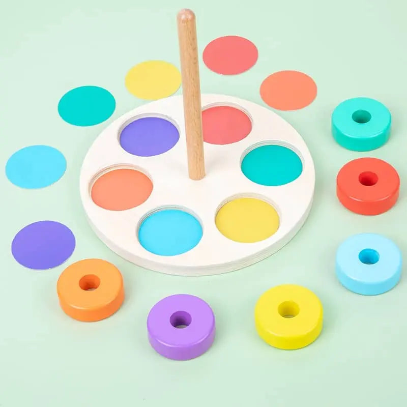 Fidtoy Threading Circles Game Montessori Wooden Threading Toy for Toddlers