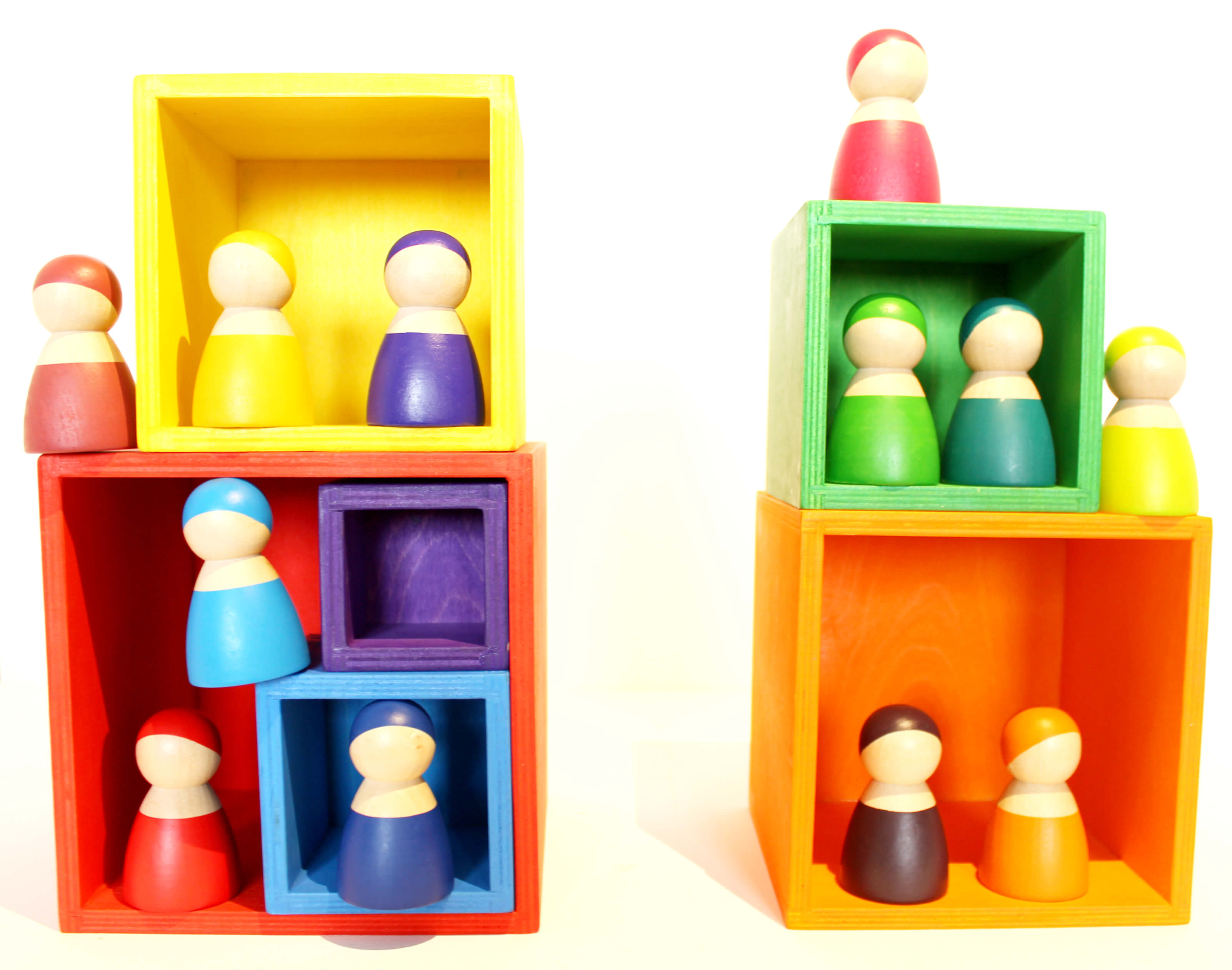 Fidtoy Cajas Apilables de Arcoíris, Juguete de Madera Encajable para Niños de 3+ años