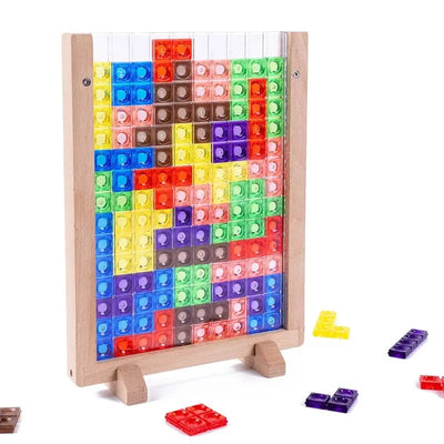 Juego de construcción de madera Tetris Fidtoy – Rompecabezas educativo Montessori para niños