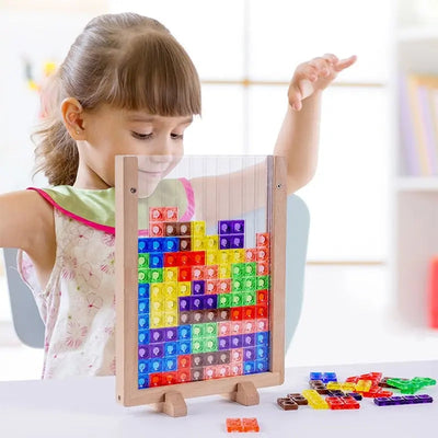 Juego de construcción de madera Tetris Fidtoy – Rompecabezas educativo Montessori para niños