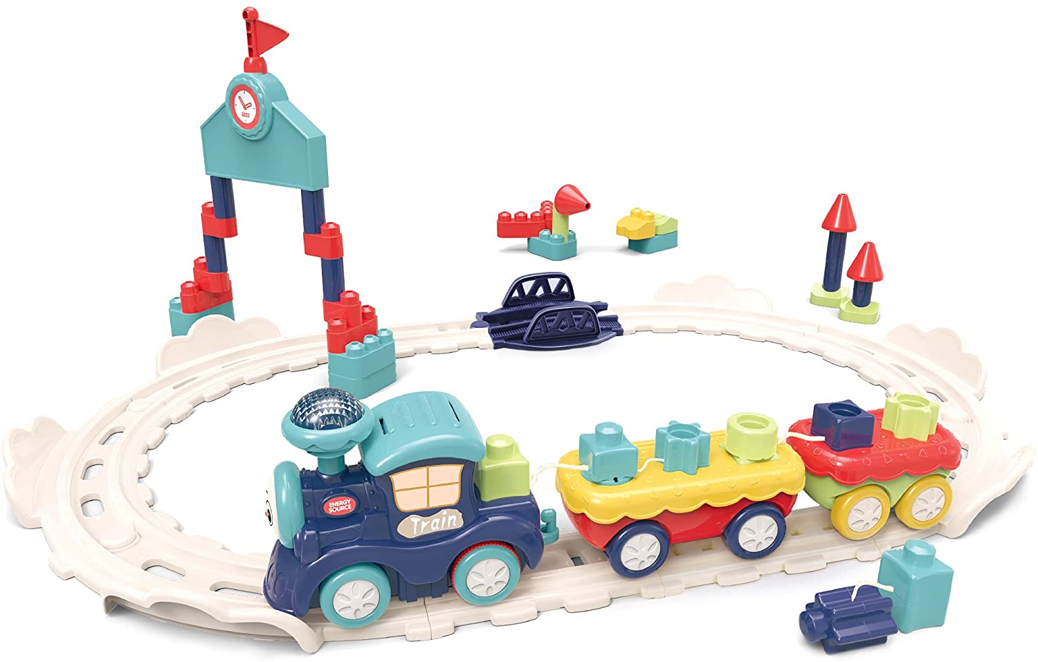Fidtoy Train Musical avec Blocs de Construction pour Tout-petits