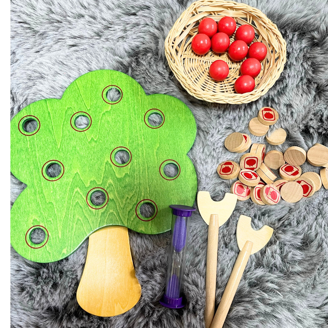 Plateau à chevilles Montessori « pommier » pour compter B