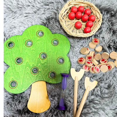 Plateau à chevilles Montessori « pommier » pour compter B