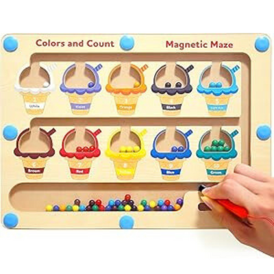 Magnetic Pen Sliding Colour Number Sorting Busy Board (Ice Cream Theme)