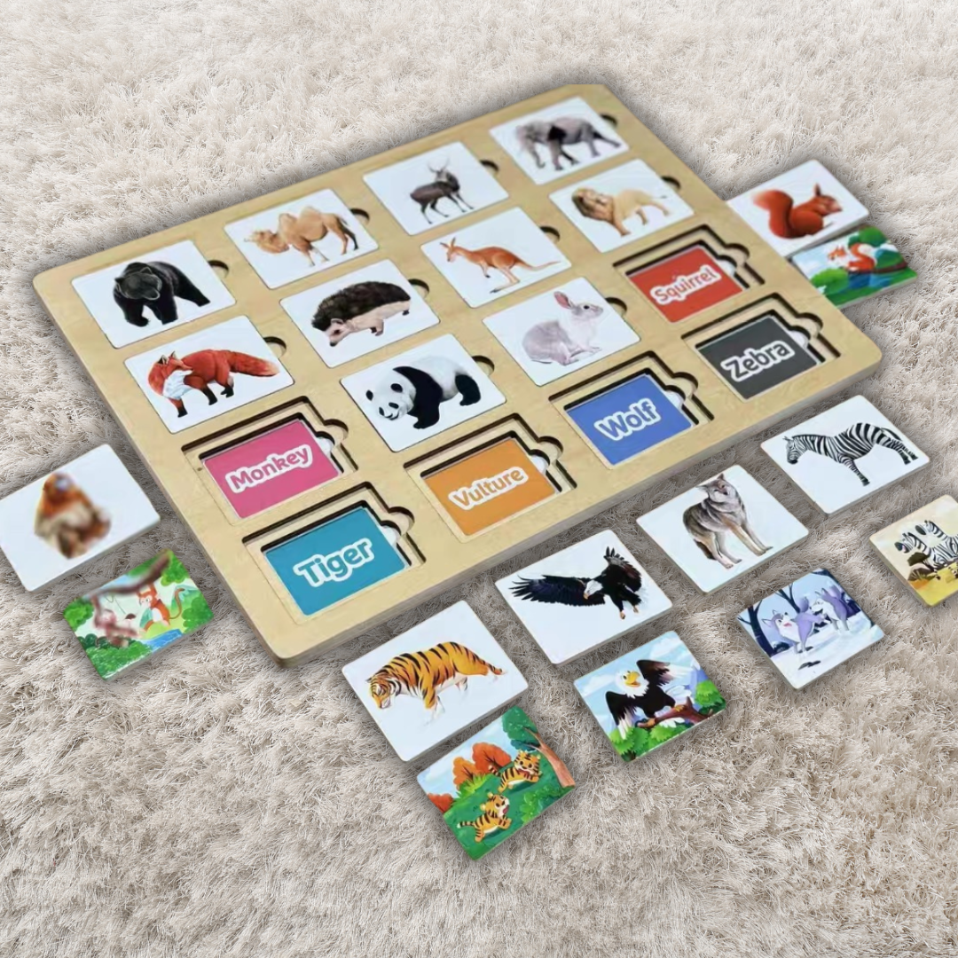 Puzzle Montessori d'association d'animaux multicouche