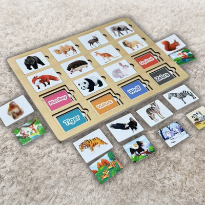 Puzzle Montessori d'association d'animaux multicouche
