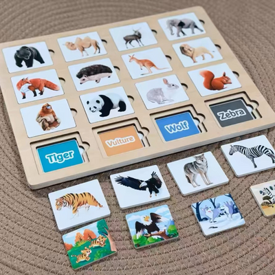 Puzzle Montessori d'association d'animaux multicouche