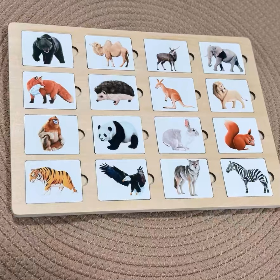 Puzzle Montessori d'association d'animaux multicouche