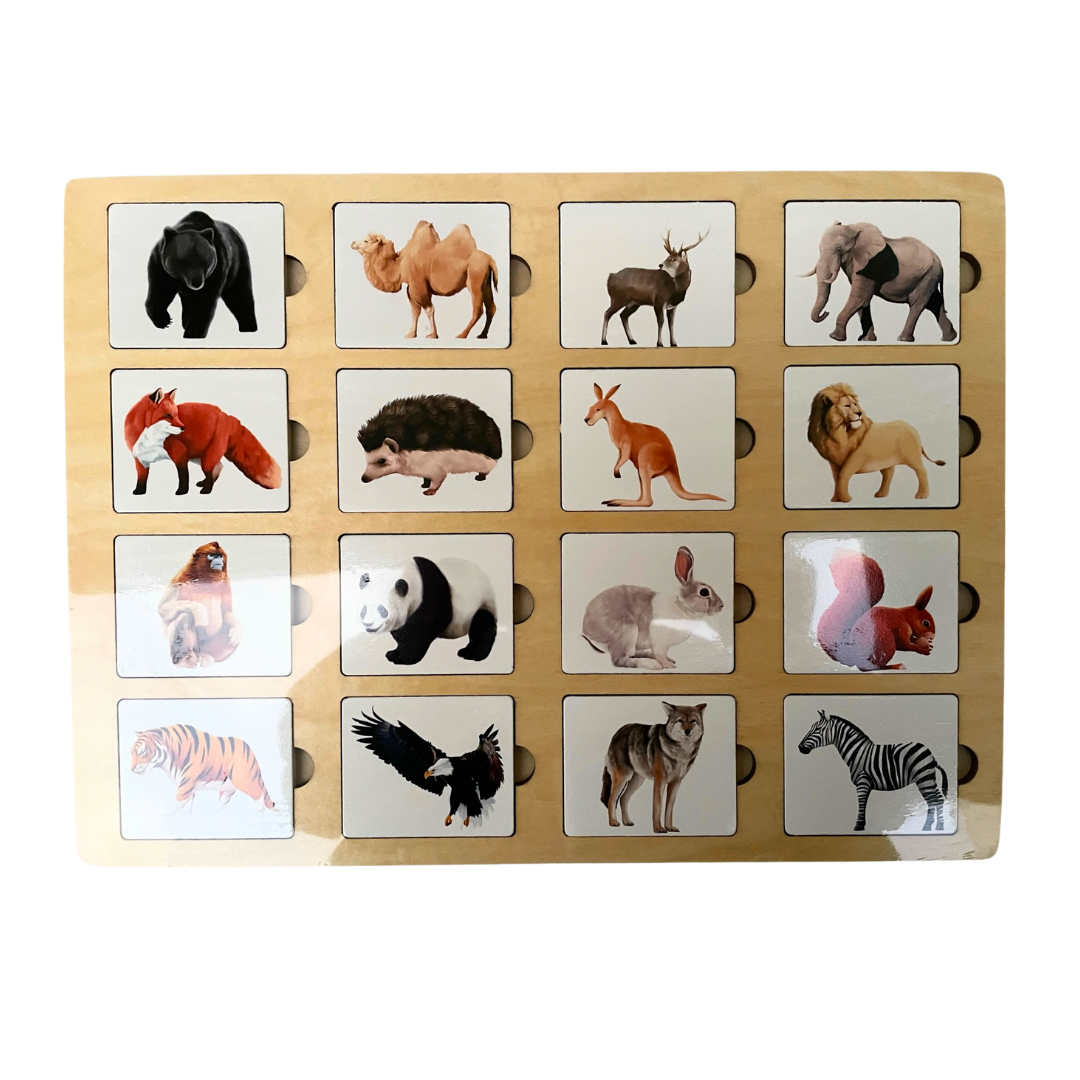 Puzzle Montessori d'association d'animaux multicouche