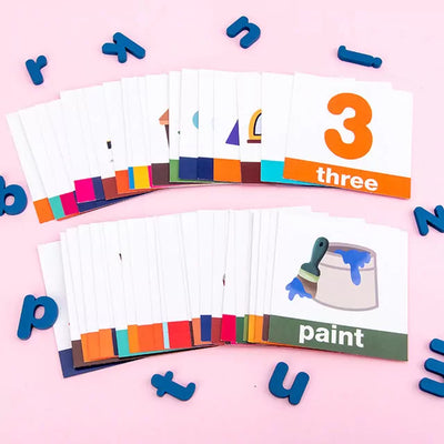 Fidtoy Zebra Vocabulary Building Wooden Spelling Game, Wooden Preschool Word Matching Toy with 78 Letter Blocks, 50 Cards and Wooden Card Slot Ages 3+