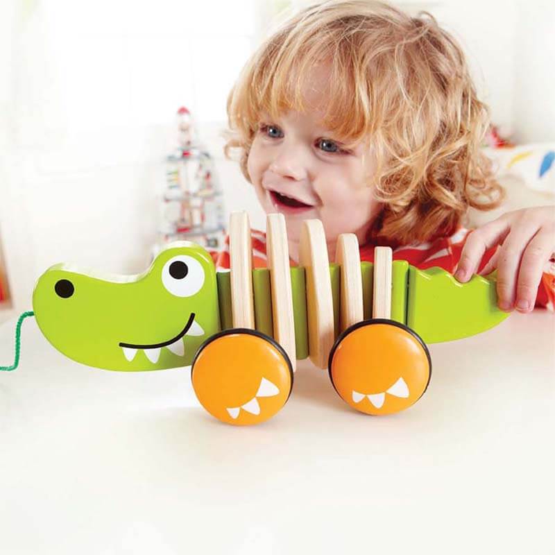 Fidtoy Crocodile à Tirer en Bois, Jouet de Marche pour Tout-Petits