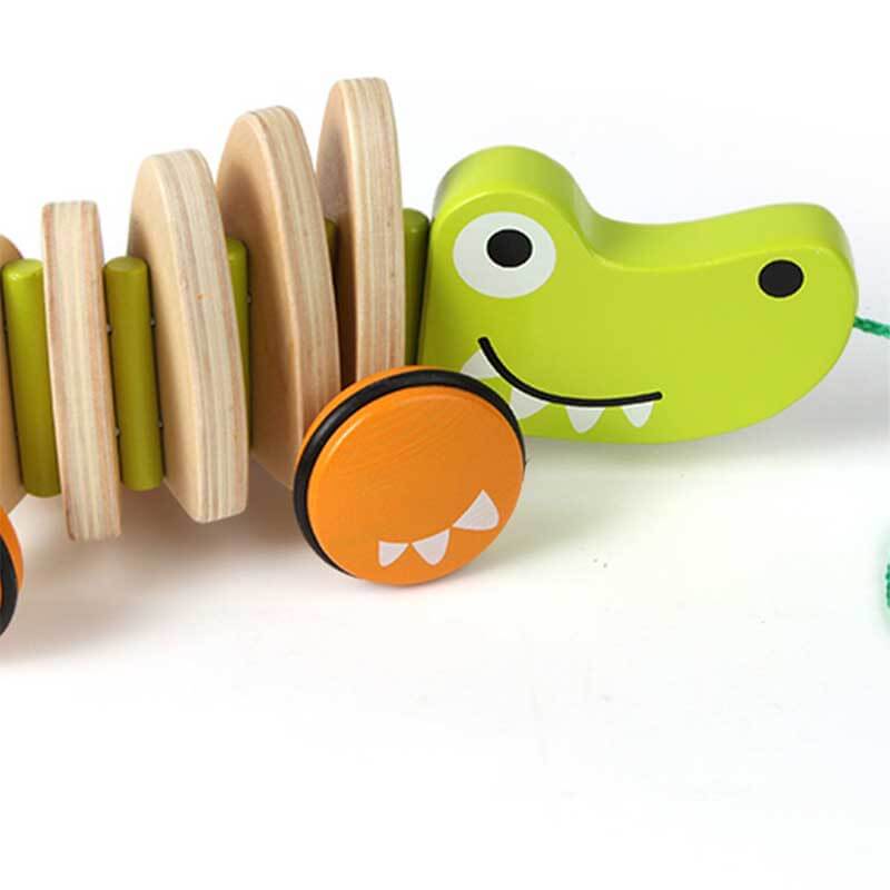 Fidtoy Crocodile à Tirer en Bois, Jouet de Marche pour Tout-Petits